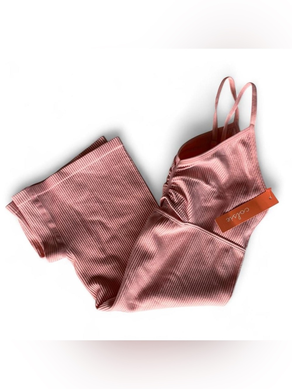 NWT Colsie Ribbed Seamless Romper Bodysuit - Light Pink - Size Medium